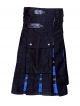 Custom Made Black Kilt With Tartan Hybrid