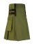 Olive Green Utility Kilt With Side Pockets And Leather Straps